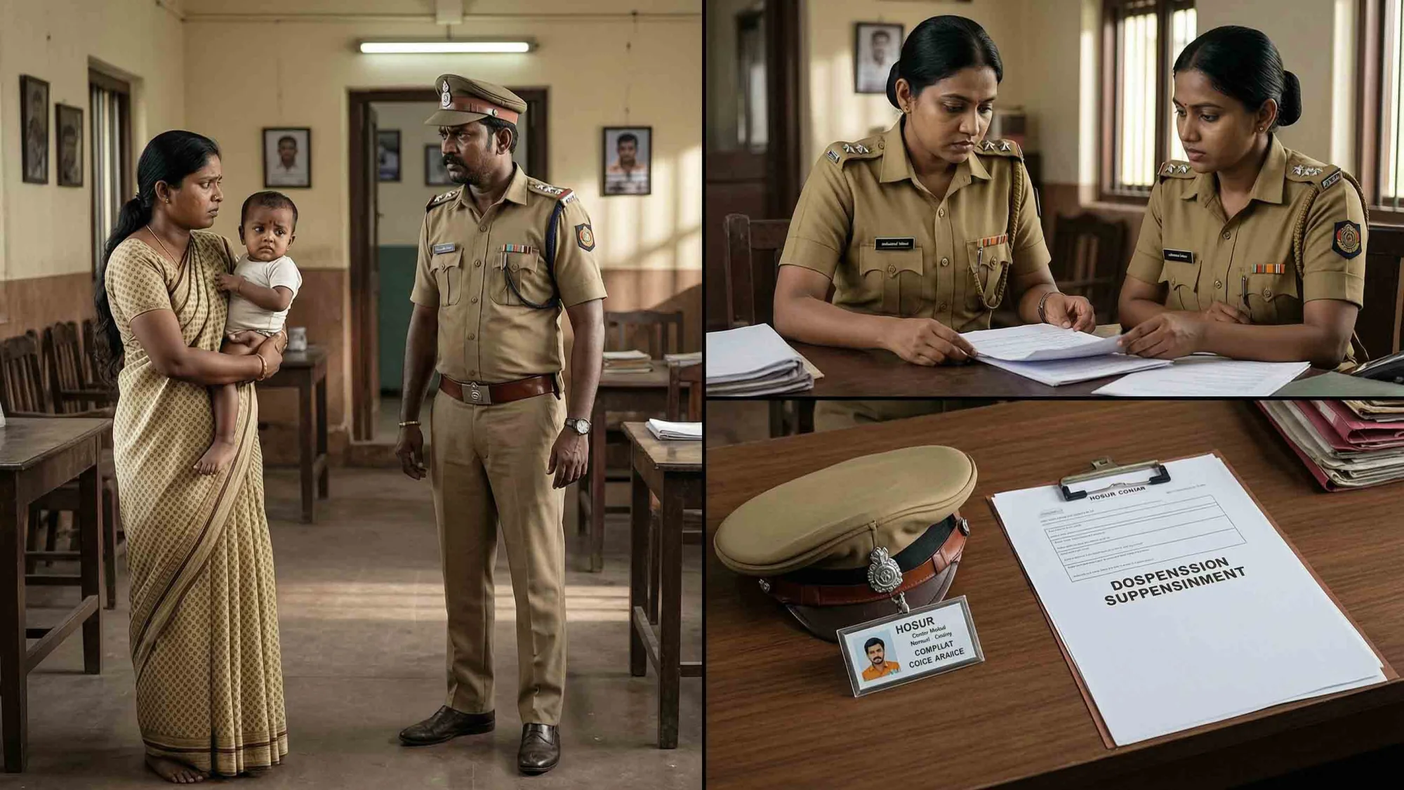 கணவரால் கைவிடப்பட்ட ஓசூர் பெண்ணை கருவுறச் செய்து குழந்தைக்கு தந்தையான தலைமை காவலர் பணி இடை நீக்கம்.