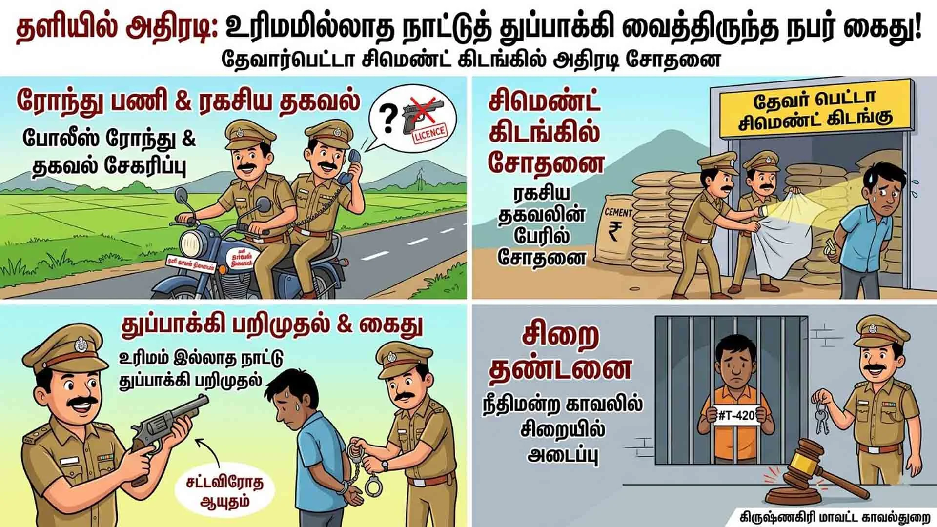 தளியில் அதிரடி: உரிமமில்லாத நாட்டுத் துப்பாக்கி வைத்திருந்த நபர் கைது!